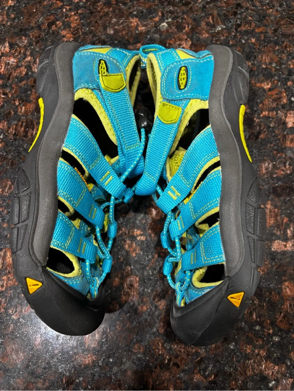 Keen Teal and Yellow Kids Closed-Toe Outdoor Sandals